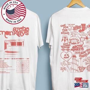 Arctic Music Lyrics Fan Art Shirt Monkey Band Uk Tour On Back Unisex 2 Sided
